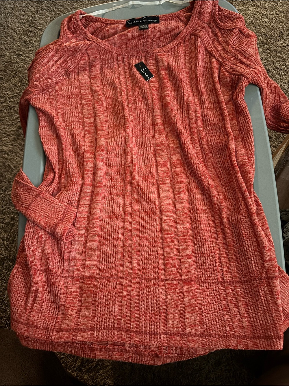 French Laundry Coral Off-Shoulder Knit Sweater